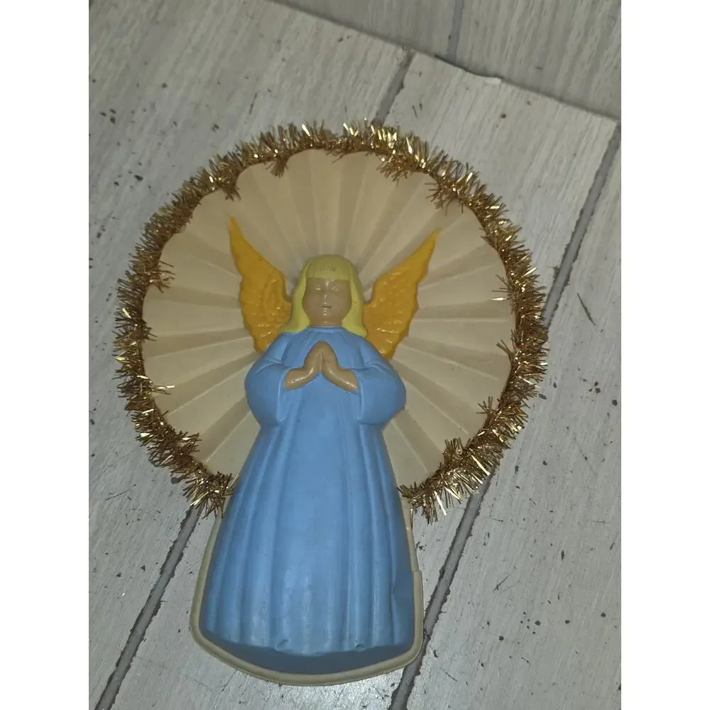 VTG National Tinsel Angel Christmas Tree Topper Plastic Blow Mold 1950s READ